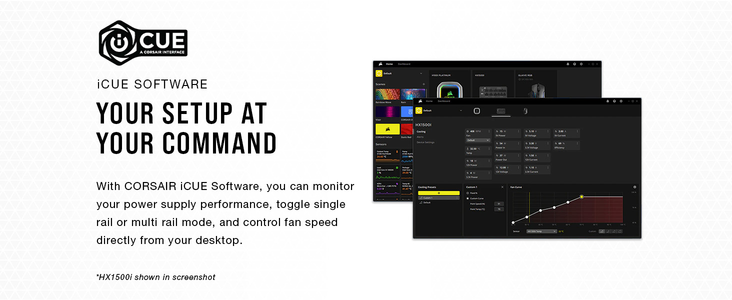 CORSAIR iCUE, custom fan curves, monitor power settings