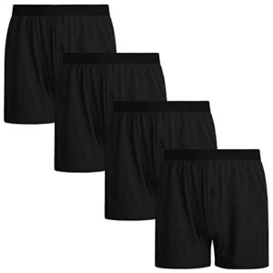 INNERSY Men's Boxers Shorts Loose Fit Button Open Fly Cotton Underwear Pack of 4