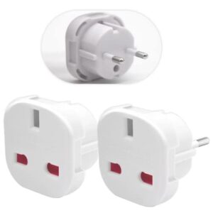 2 Pack UK to European Plug Adapter