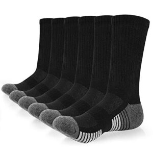 coskefy Sports Socks Thick Cushion Walking Socks Crew Athletic Socks for Trainer Outdoor Work Hiking (6 Pairs)