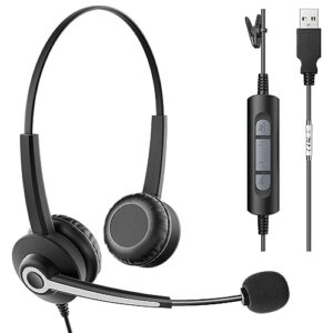 Wantek Headphones with Microphone Stereo Sound Headsets with Noise Canceling Mic Type C Adapter Call Volume Control Earphone For Call Center Office Business Team Meetings Gaming Lightweight