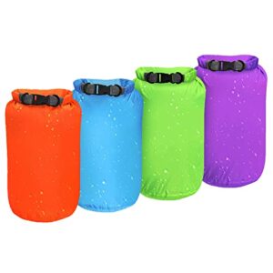 Dry Bags 4Pack Waterproof Dry Sacks 5L Lightweight Floating Bag Drifting Bag Ultimate Dry Sack for Outdoor Hiking Fishing Water Sports