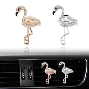2Pcs Bling Flamingo Car Clip Decor Interior