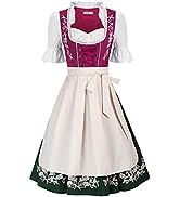 JASAMBAC Women's German Dirndl Dress Oktoberfest 3 Pieces for Oktoberfest Carnival