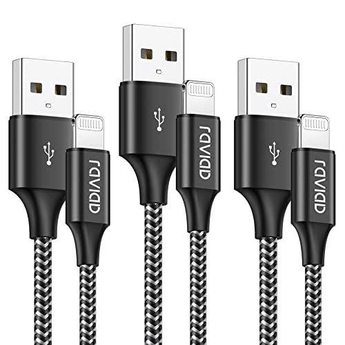 RAVIAD iPhone Charger Cable 3Pack 1M/3.3FT [MFi Certified] Nylon Braided Lightning Cable Fast Charging&Sync iPhone Charger for iPhone 14 13 12 11 Pro Max X XS XR 10 8 8 7 Plus 6 6s 5s 5 SE 2020