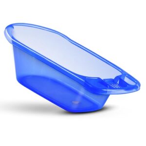 ZENQA Baby Bath Tub 0 to 24 Months Large Seat for Boys | Toddler Child Comfort Clear Newborn Bathtub BPA Free Drainage Plug | Soap Support Tray Portable Kids Infant Shower Sturdy Bathing (Blue)