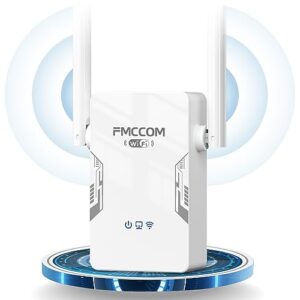 FMCCOM WiFi Extender Booster Wireless Internet Signal Booster WiFi Range Extender WiFi Booster Up to 2600SQ.FT WiFi Repeater Amplifier with Ethernet Port