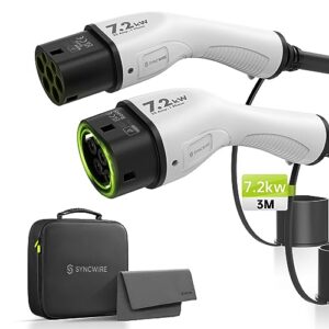 SYNCWIRE Type 2 Charging Cable 7.2kW 3m 32A 1 Phase - Mode 3 Type 2 to Type 2 EV Charging Cable for EV & PHEV for Model S/X/Y/3