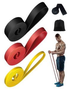 MOXTOYU 3 Pieces Resistance Bands Gym Bands Resistance for Exercise Strength Training with Door Anchor and Tote Bag Easy to Carry Pull Up Bands Yoga Stretch Toning Pull Up Resistance Band