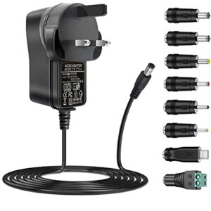 ZUOKENZU AC Adapter 5V 2A switching Power Supply AC230v to DC5V 500mA 1000mA 1500mA Power Adapter with 8 Plug adapters 5' cord 5 volt charger Inverter Transformer ac dc Adapter(DC5V~2A)