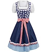 JASAMBAC Women's German Dirndl Dress Oktoberfest 3 Pieces for Oktoberfest Carnival