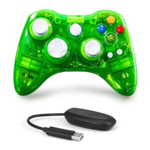 PAWHITS Wireless Xbox 360 Controller Double Motor Vibration Wireless Gamepad Gaming Joypad (Transparent Green)