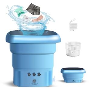 YOODI Mini Washing Machine 4.5L Foldable Portable Washing Machine with Drain Basket 3 Modes Blue Ray Sterilization for Washing Baby Clothes