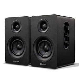 Sanyun SW208 3" Active Bluetooth 5.0 Bookshelf Speakers - 60W Carbon Fiber Speaker Unit - Built-in 24bit DAC - Dynamic 3D Surround Sound - 2.0 Computer PC Monitor Gaming Speakers (Pair