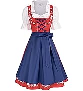 JASAMBAC Women's German Dirndl Dress Oktoberfest 3 Pieces for Oktoberfest Carnival