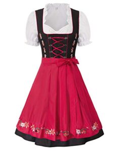 JASAMBAC Women's German Dirndl Dress Oktoberfest 3 Pieces for Oktoberfest Carnival