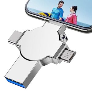 umydow USB Flash Drive 4 in 1 256GB High Speed Flash Drive 3.0 Photostick External Storage Memory Stick 256GB Metal Thumb Drive for Smartdevice