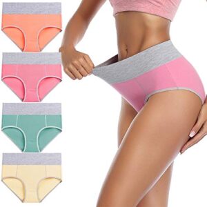 wirarpa Ladies High Waist Knickers Women's Cotton Briefs Underwear Full Back Coverage Panties Plus Size Multipack
