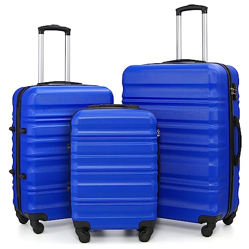 COOLIFE Suitcase Trolley Carry On Hand Cabin Luggage Hard Shell Travel Bag Lightweight with TSA Lock and 2 Year Warranty Durable 4 Spinner Wheels (3 Pcs Set