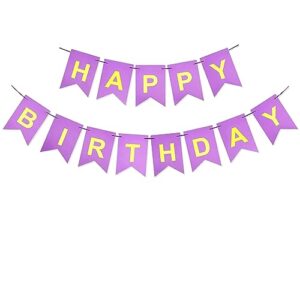 TOYVENTURES Purple Happy Birthday Bunting Banner