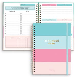 S&O Best Week Ever Undated Weekly Planner - Goal Planner to Organize Your Life - 52 Week Undated Planner - To Do List Planner - Habit Tracker Planner - Calendar Notebook Appointment Planner - 6x8.25"