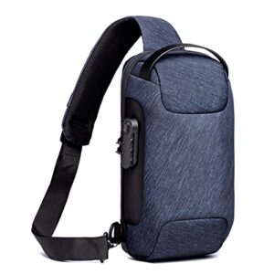 FANDARE Anti-Theft Sling Bag Chest Shoulder Backpack Crossbody Bags for Men Women Cover Pack Hiking Small Rucksack with USB Charging Port for Business Travel Hiking Bicycle Sport Gym Pack Blue