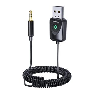 Aux Bluetooth Adapter for Car - SOOMFON Aux to Bluetooth 5.3 Receiver with 3.5mm Jack Noise Reduction