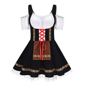 Adult Ladies Bavarian Oktoberfest Beer Girl Traditional Beer Festival Fancy Dress Costume Women Girl 3 Piece Outfit Fancy German Beer Festival Dirndl Dress for Oktoberfest Carnival Halloween Party