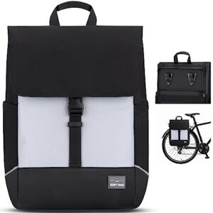 Johnny Urban Bike Pannier Bag for Bicycles Black Reflective - Mika Bike - 2-in-1 Daypack and Rear Rack Bag - Backpack Cycling Storage for Leisure