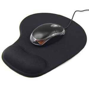New Horrizon - Mouse Mat BLACK ANTI-SLIP COMFORT MOUSE PAD MAT WITH GEL FOAM REST WRIST SUPPORT FOR PC LAPTOP - Compatible with Laser and Optical Mice