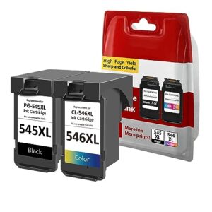 545 546 Ink Cartridges，PG-545XL/CL-546XL Remanufactured for Canon 545 546 Printer ink Compatible with TS3150 TS3451 TS3350 TS3450 TS3100 TS3151 G2550S TR4500 TR4550 TR4551 TR4650 MG3050 MX495