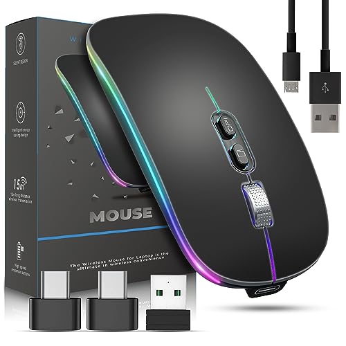 Wireless Mouse For Laptop With 2 Usb C Adapter