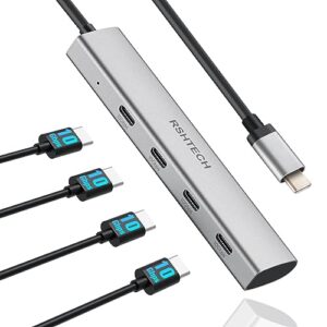RSHTECH USB C Hub [10Gbps] 4-Port USB 3.1/3.2 Gen2 Hub Portable USBC Splitter Aluminum USB Type C to USB C Multiport Adapter for MacBook Pro/Air