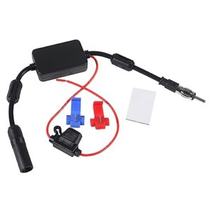 AEDIKO Car Stereo FM AM Radio Antenna Signal Amplifier 12V Power Supply DIN Plug Connector Adapter for Vehicle Truck SUV Car Audio Radio Stereo Receive