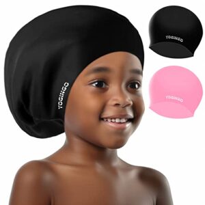2 Pack Extra Large Swimming Cap for Kids - Long Hair Swimming Cap for Kids