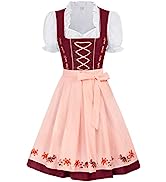 JASAMBAC Women's German Dirndl Dress Oktoberfest 3 Pieces for Oktoberfest Carnival