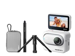 Insta360 GO 3 64GB Premium Kit - The Tiny Mighty 2.7K Waterproof (5M) Action Camera with Action Pod and Flip Screen. Inc Invisible Selfie Stick