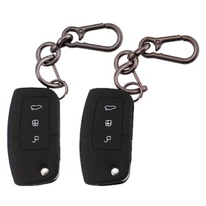 ERMWALR Car Key Cover Cases Keychain Compatible with Ford 3 Button Focus Fiesta Galaxy Kuga C-Max S-Max Mondeo MK4 Flip Folding Key Fob 2 Pack (Frd-3F-BB)