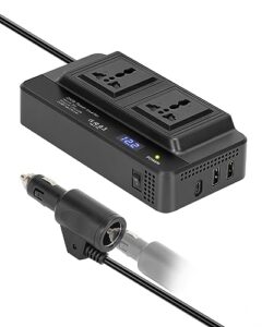 SUPAREE 200W Power Inverter Car Charger Car Inverter 12V to 240V Cigarette Lighter to 3 Pin Plug Dual USB Type C Invert to Charge Laptop