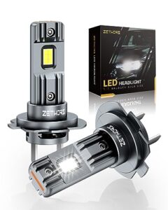ZETHORS H7 LED Headlight Bulb 90W 20000LM 6000K Xenon White Mini H7 Headlight Bulb Non-Polarity Plug and Play Wireless Car High/Low Beam Halogen Replacement H7 LED Canbus with Fan Waterproof IP68