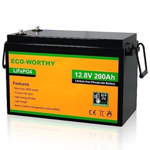 ECO-WORTHY 12V 200AH LiFePO4 Battery Lithium Ion Battery 3000+ Deep Cycle & BMS Protection