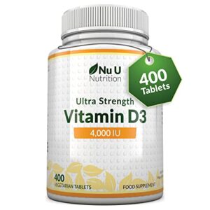 Vitamin D3 4000 IU - 400 Tablets - High Strength 100 mcg Vitamin D Tablets