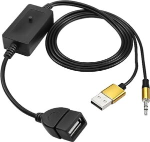 XMSJSIY 3.5mm AUX to USB Female Adapter Car Audio Music Cable 1/8 Male to USB Female OTG with USB Flash Drive for CD、MP3、Audio in Vehicles-1M