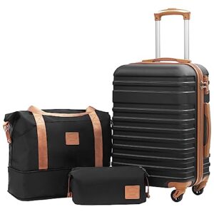 COOLIFE Suitcase Trolley Carry On Hand Cabin Luggage Hard Shell Travel Bag Lightweight with TSA Lock