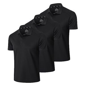 frueo 3 Pack Mens Polo Shirts Short Sleeve Dry Fit Lightweight Golf Casual Collared Tops Breathable Moisture Wicking Work Shirts