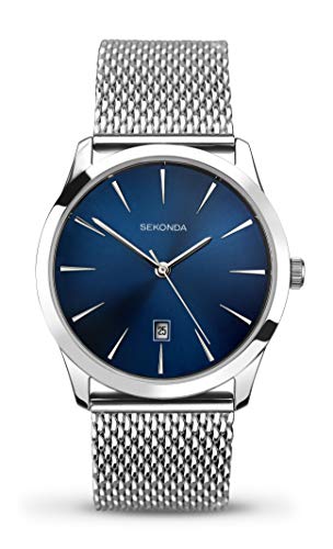 Sekonda Men's Quartz Watch with Blue Dial Analogue Display and Silver Stainless Steel Bracelet 1065.27
