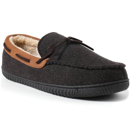 ULTRAIDEAS Men's Comfort Moccasin Slippers Memory Foam House Shoes with Nonslip Rubber Sole