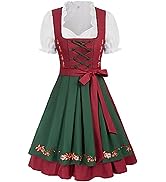JASAMBAC Women's German Dirndl Dress Oktoberfest 3 Pieces for Oktoberfest Carnival