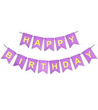 Purple gold Happy Birthday Bunting Banner for girls women party decor flag garland hanging