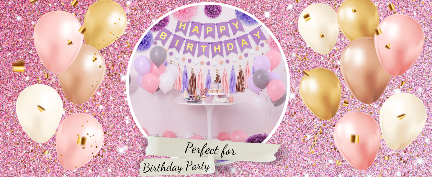 Happy Birthday Bunting Banner for girls women party decor flag garland hanging